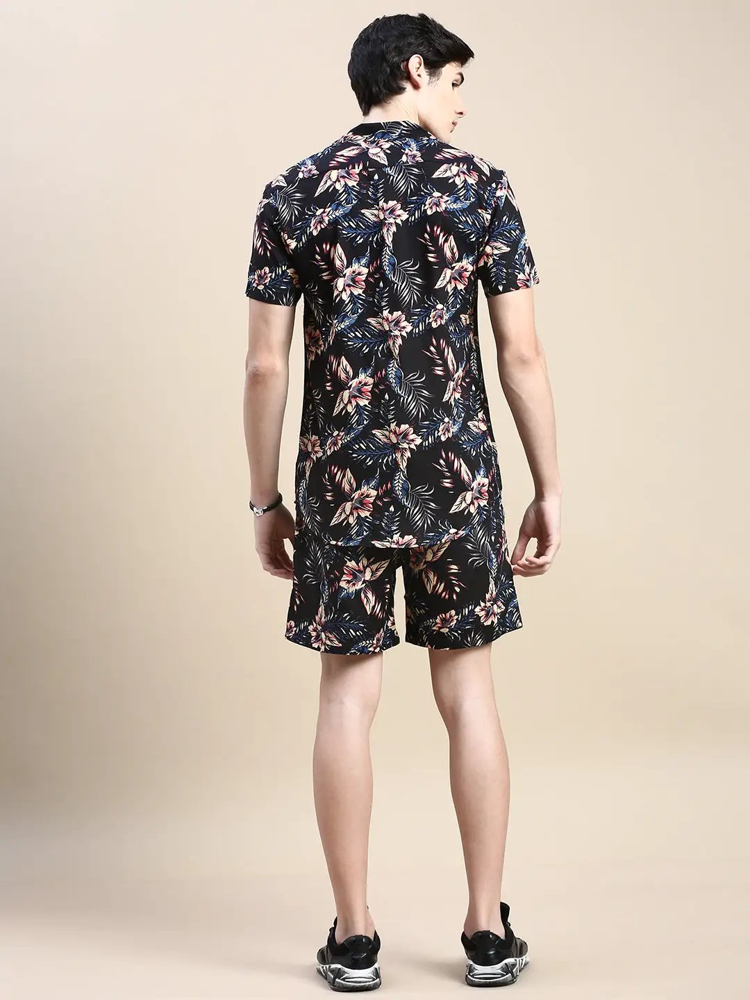 Men's Black Printed Casual Co-Ords Set