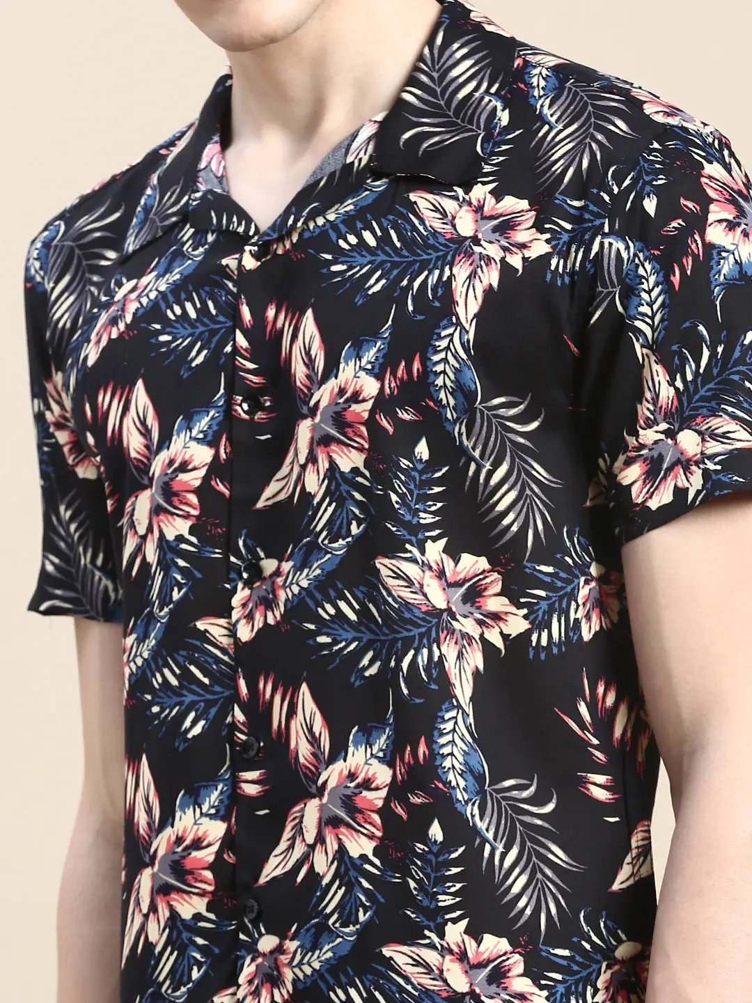 Men's Black Printed Casual Co-Ords Set