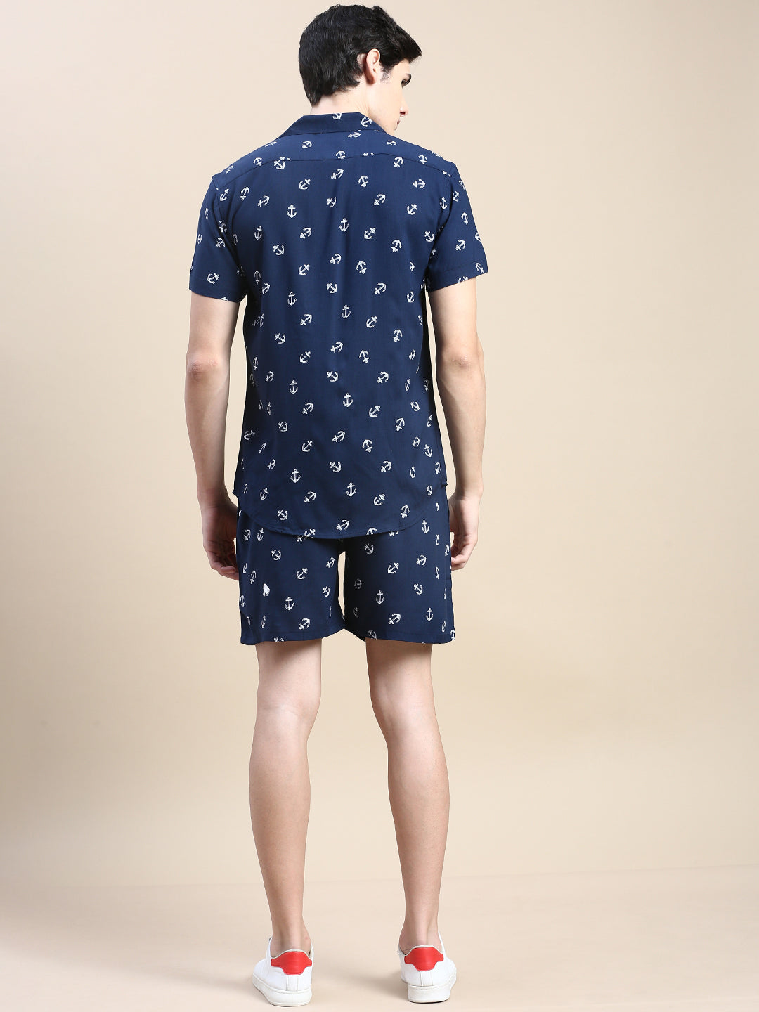 Men Navy Printed Casual Co ord Set