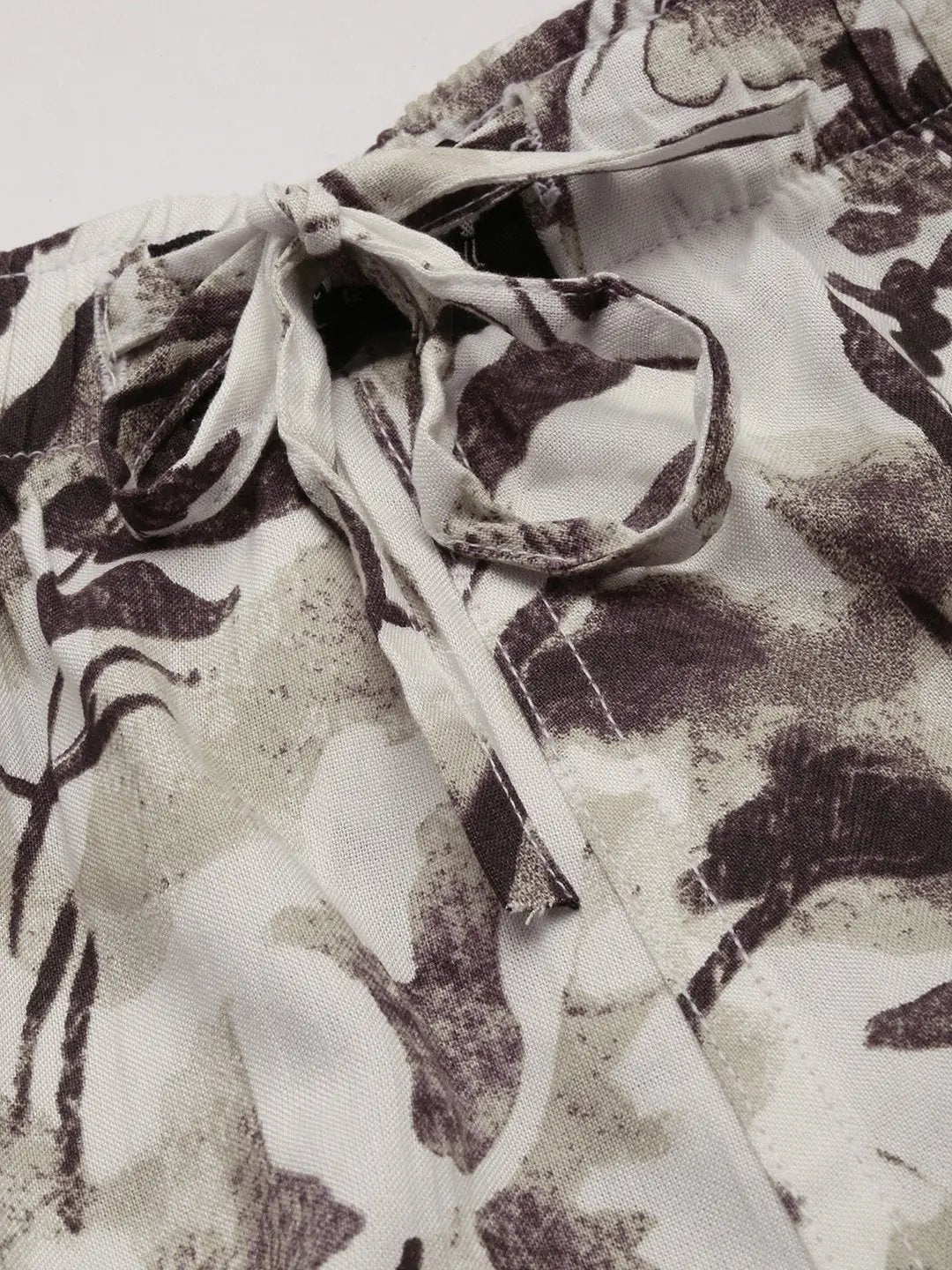 Men's White Printed Casual Co-Ords Set