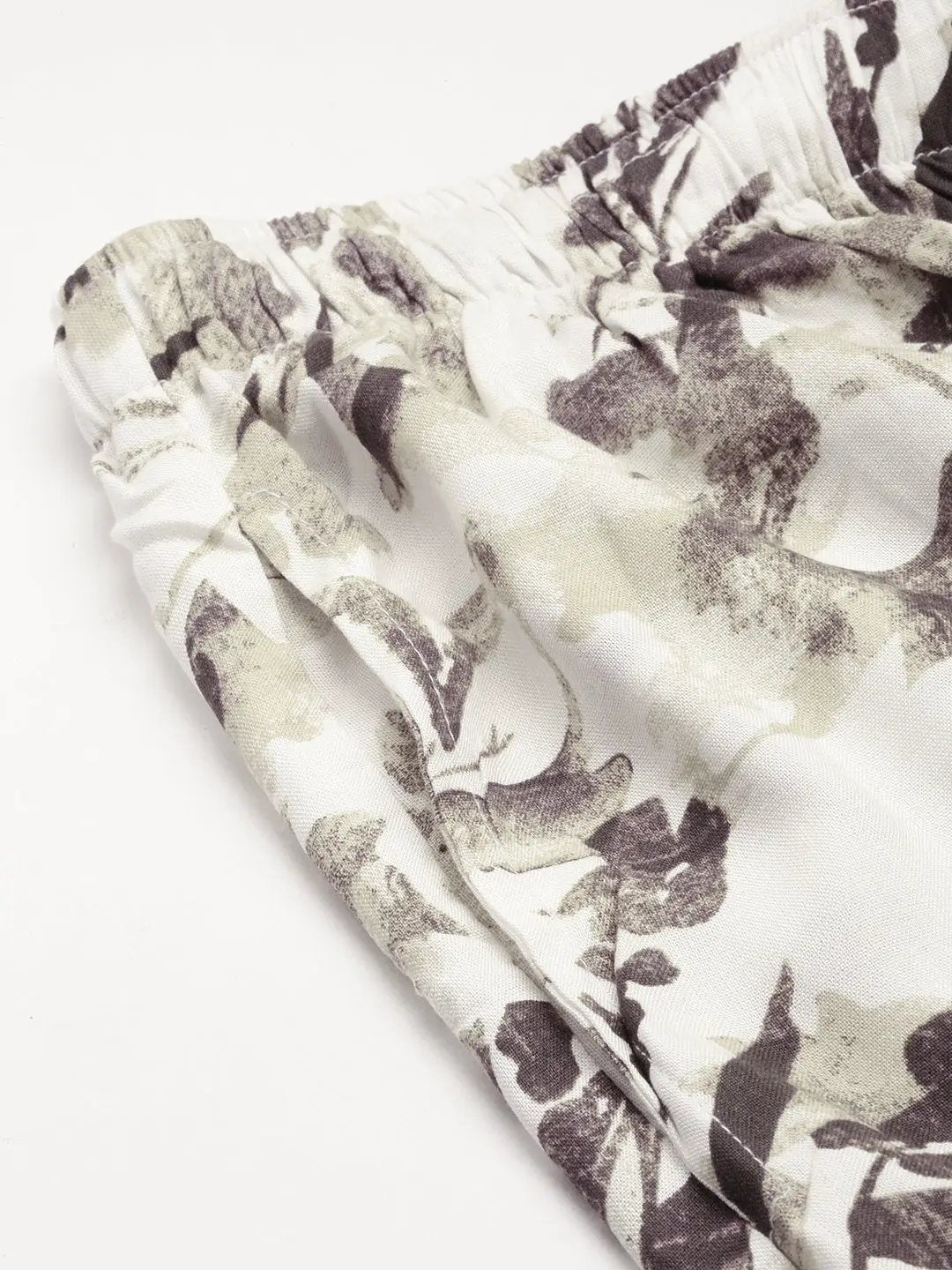 Men's White Printed Casual Co-Ords Set