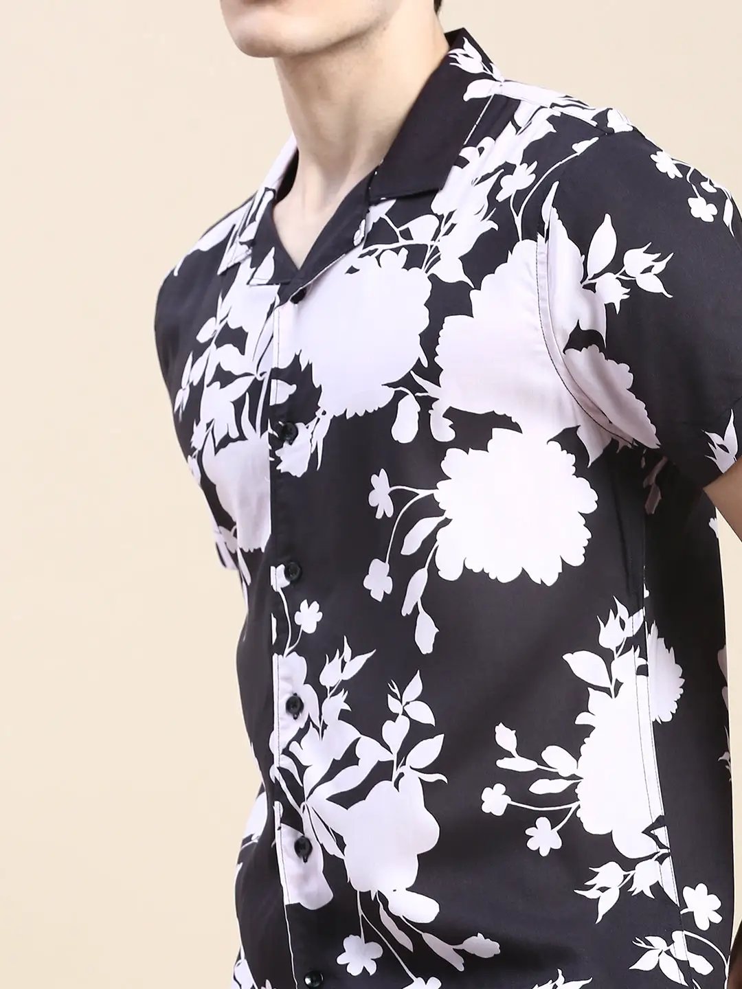 Men's Black Printed Casual Co-Ords Set