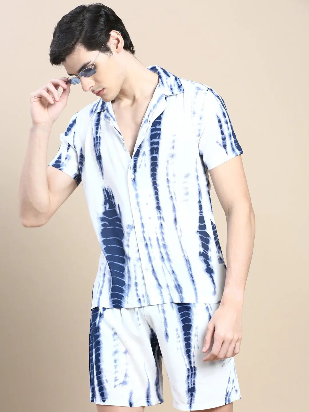 Men's White Tie Dye Casual Co-Ords Set