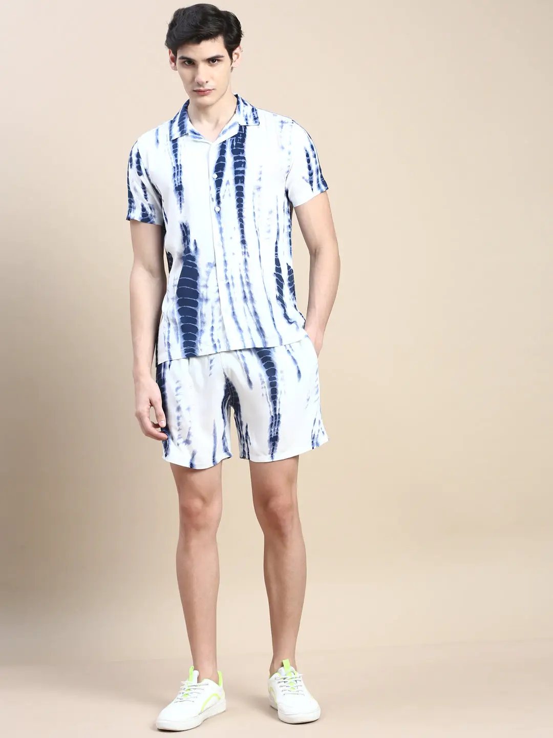 Men's White Tie Dye Casual Co-Ords Set
