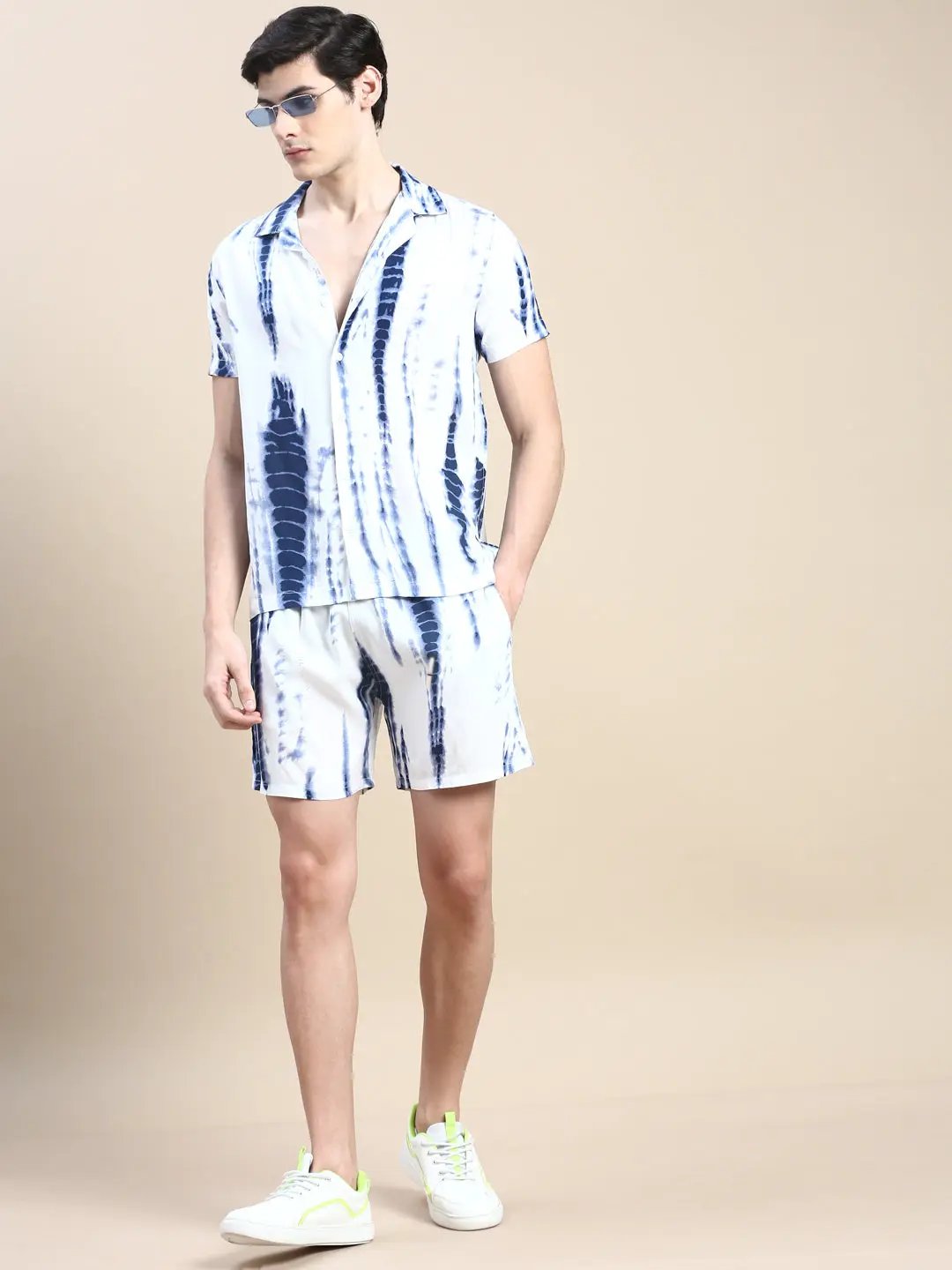 Men's White Tie Dye Casual Co-Ords Set