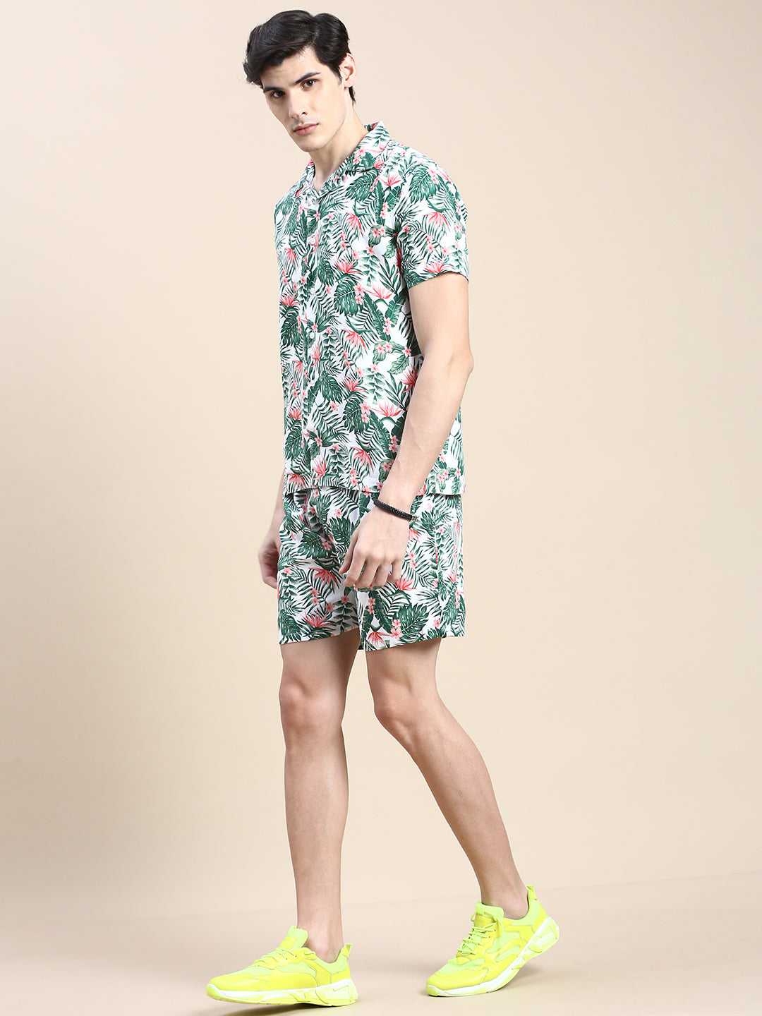 Men Green Printed Casual Co ord Set