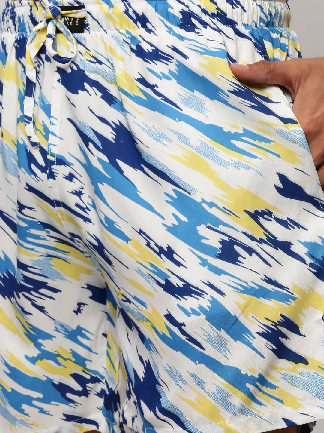 Men's White Printed Casual Co-Ords