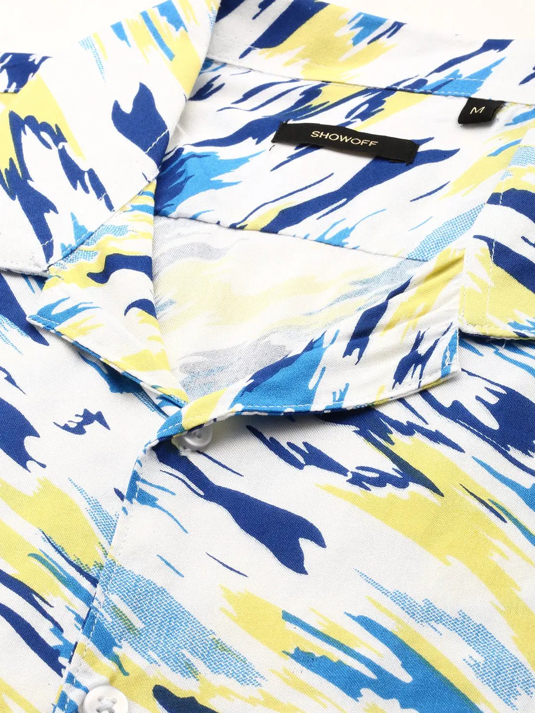 Men's White Printed Casual Co-Ords