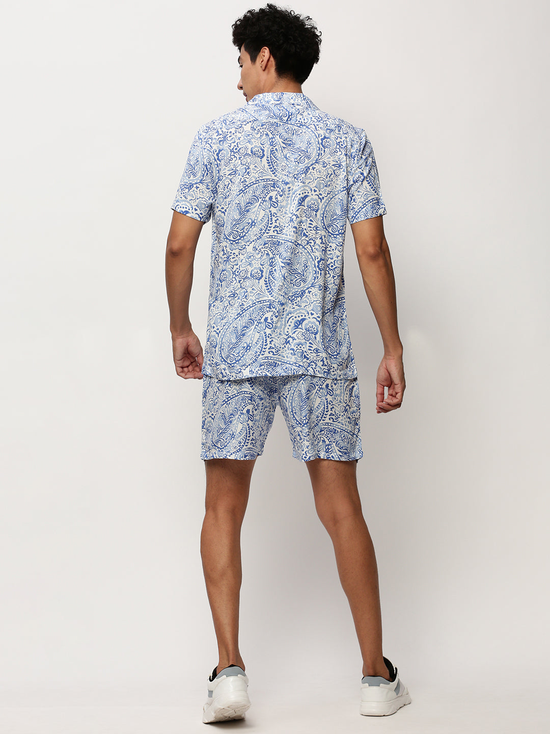 Men White Printed Casual Co ords