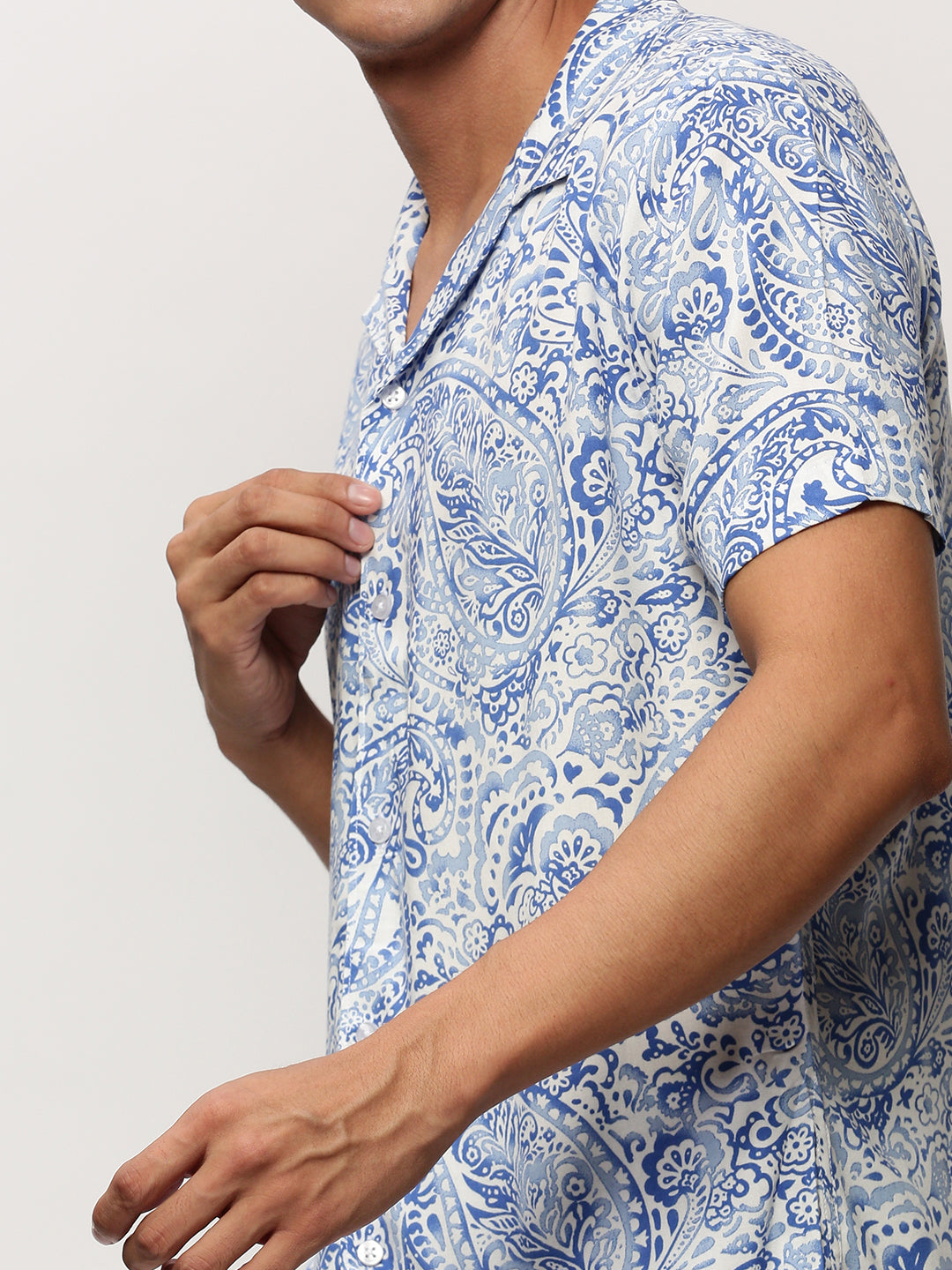 Men White Printed Casual Co ords