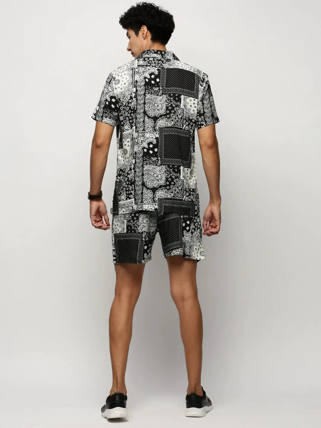 Men's Black Printed Casual Co-Ords