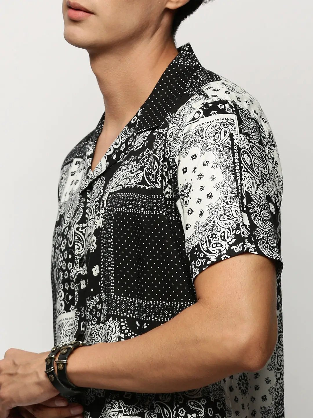 Men's Black Printed Casual Co-Ords