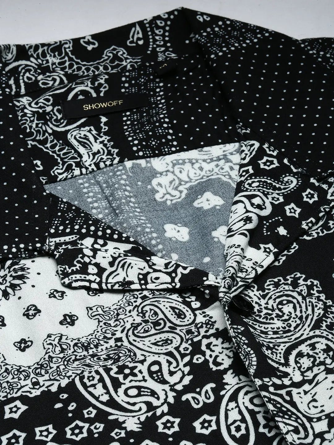 Men's Black Printed Casual Co-Ords
