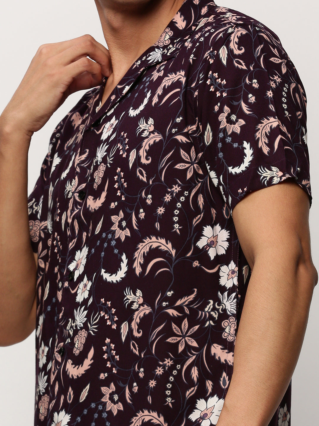 Men Purple Printed Casual Co ords