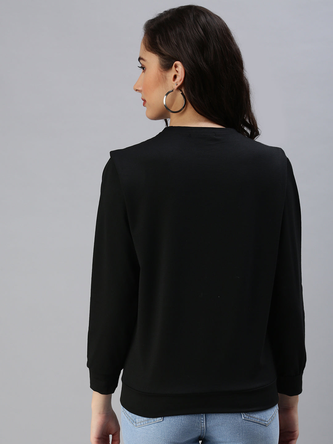 Women's Black Solid SweatShirt