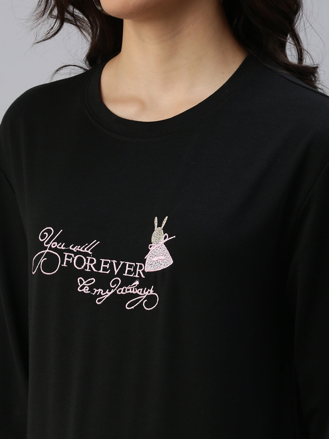 Women's Black Solid SweatShirt