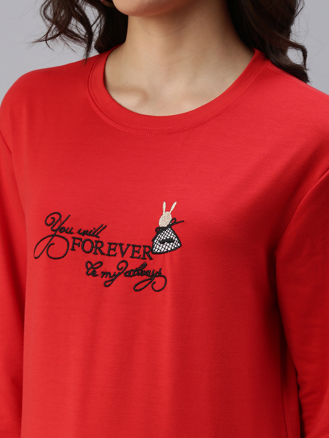 Women's Red Solid SweatShirt