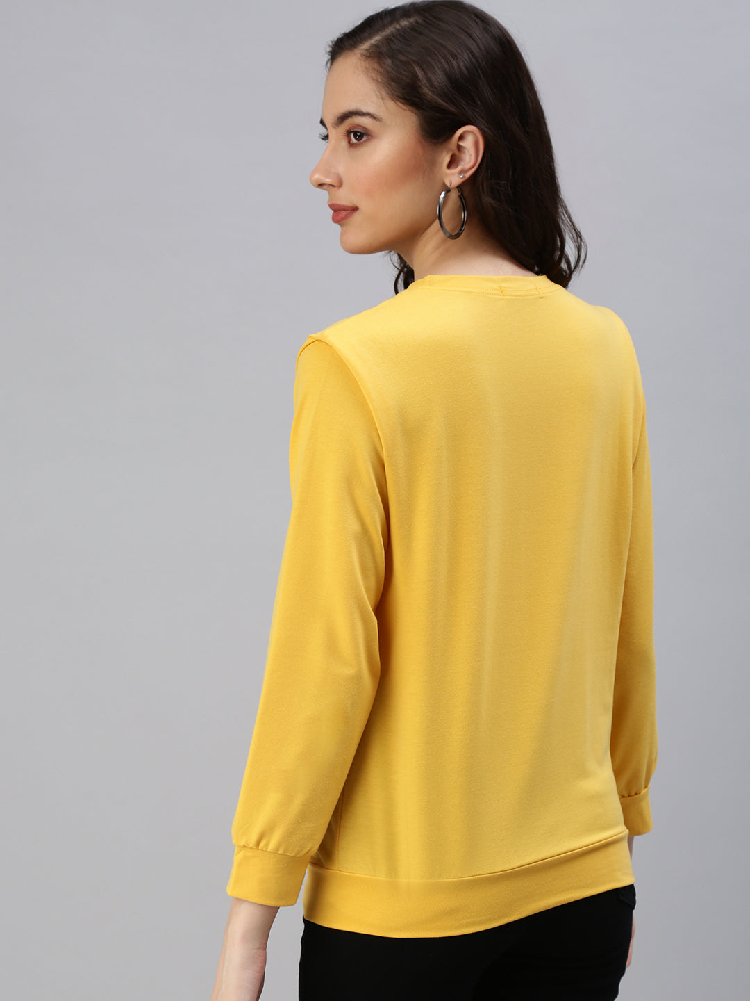 Women's Yellow Solid SweatShirt