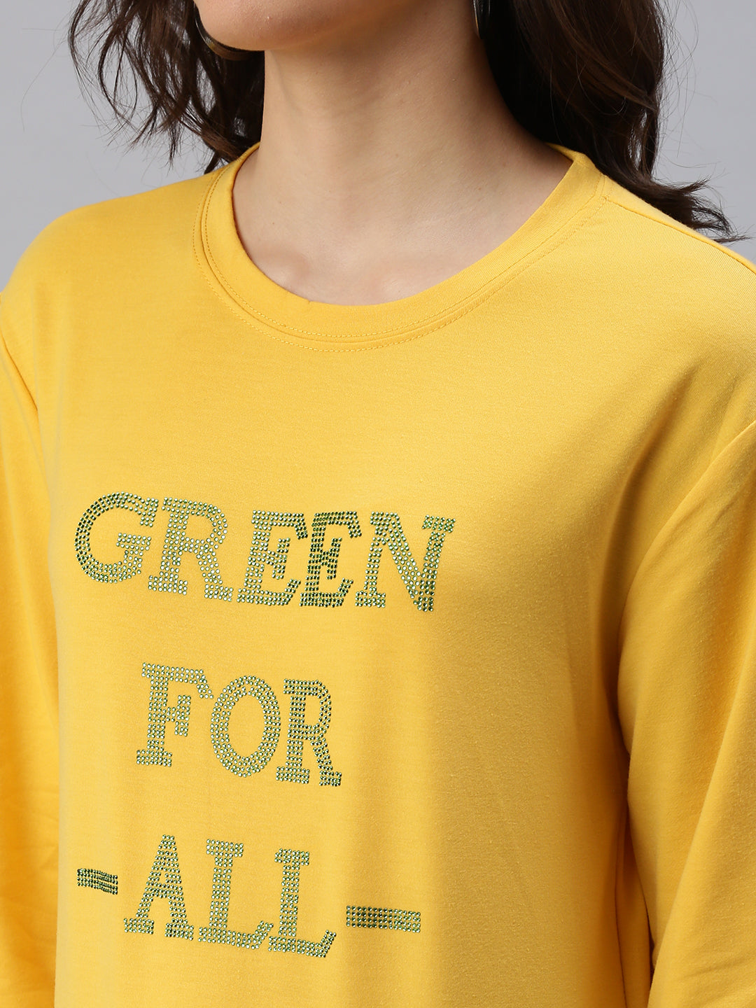 Women's Yellow Solid SweatShirt