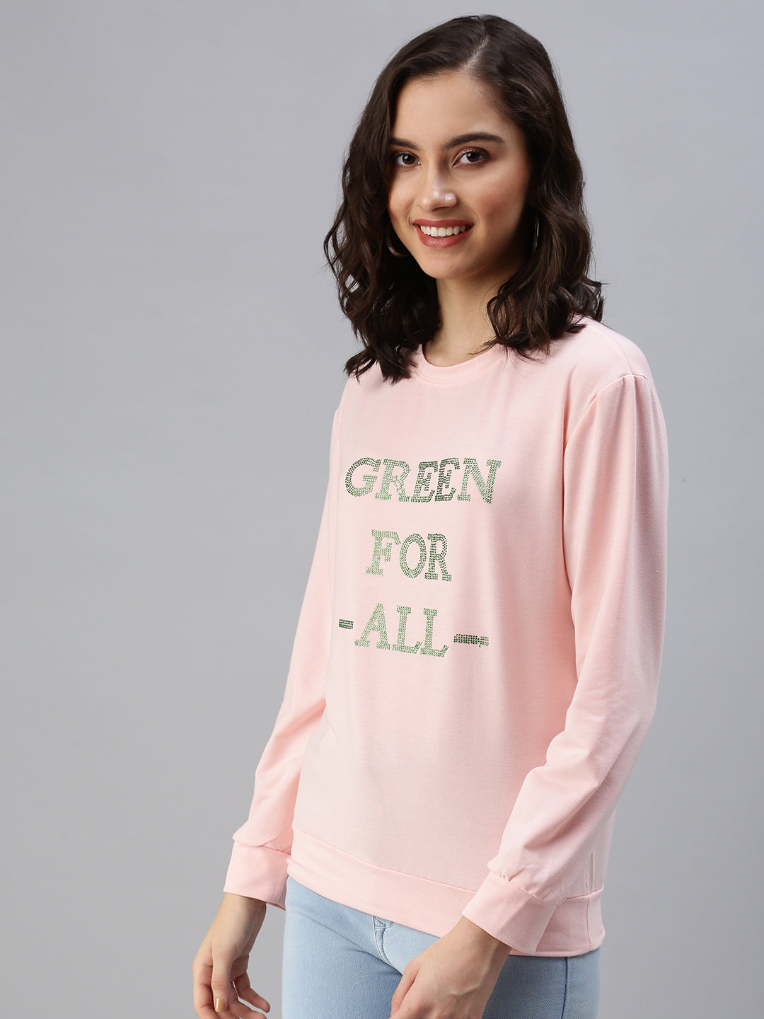 Women's Pink Solid SweatShirt