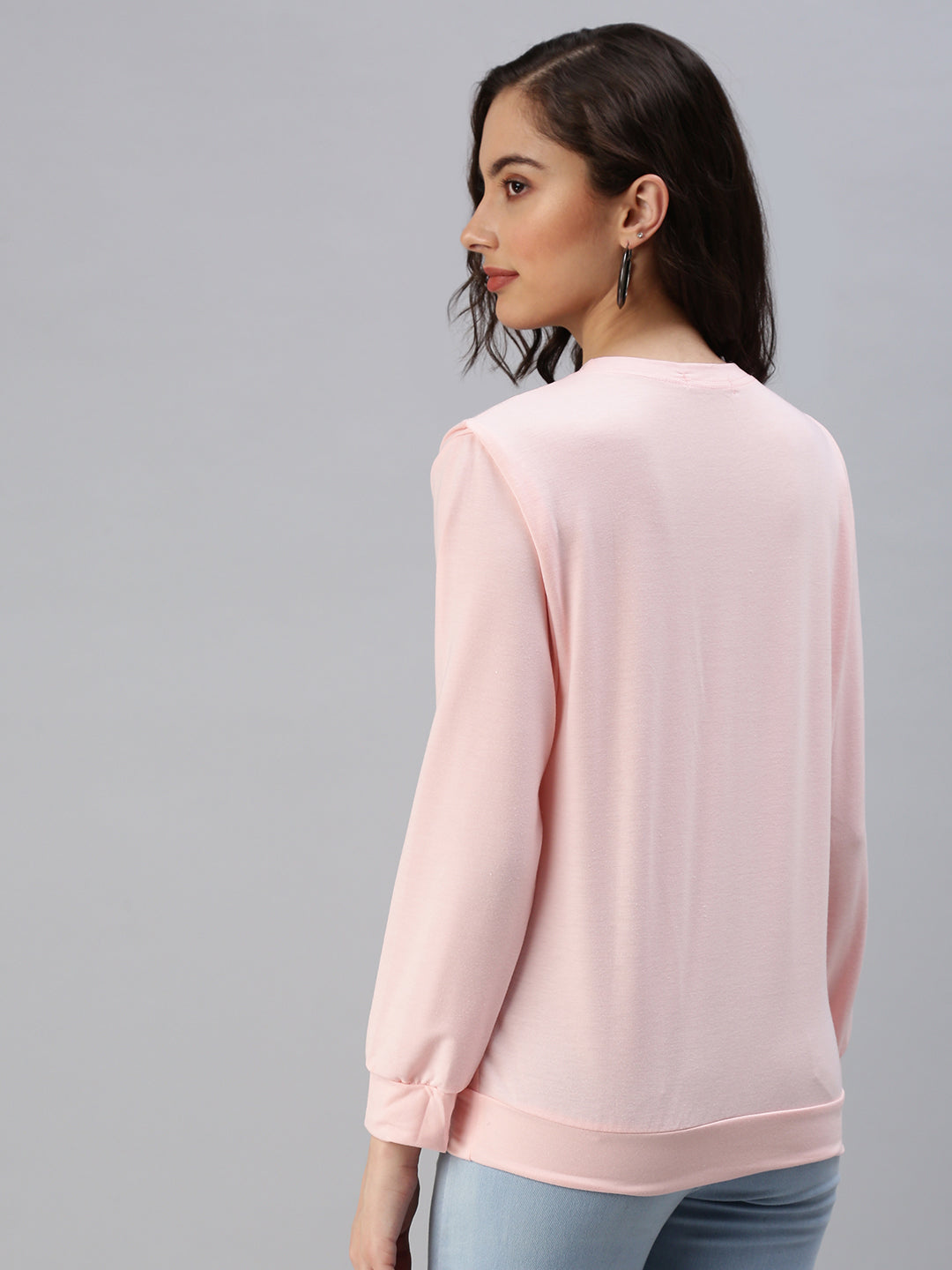 Women's Pink Solid SweatShirt