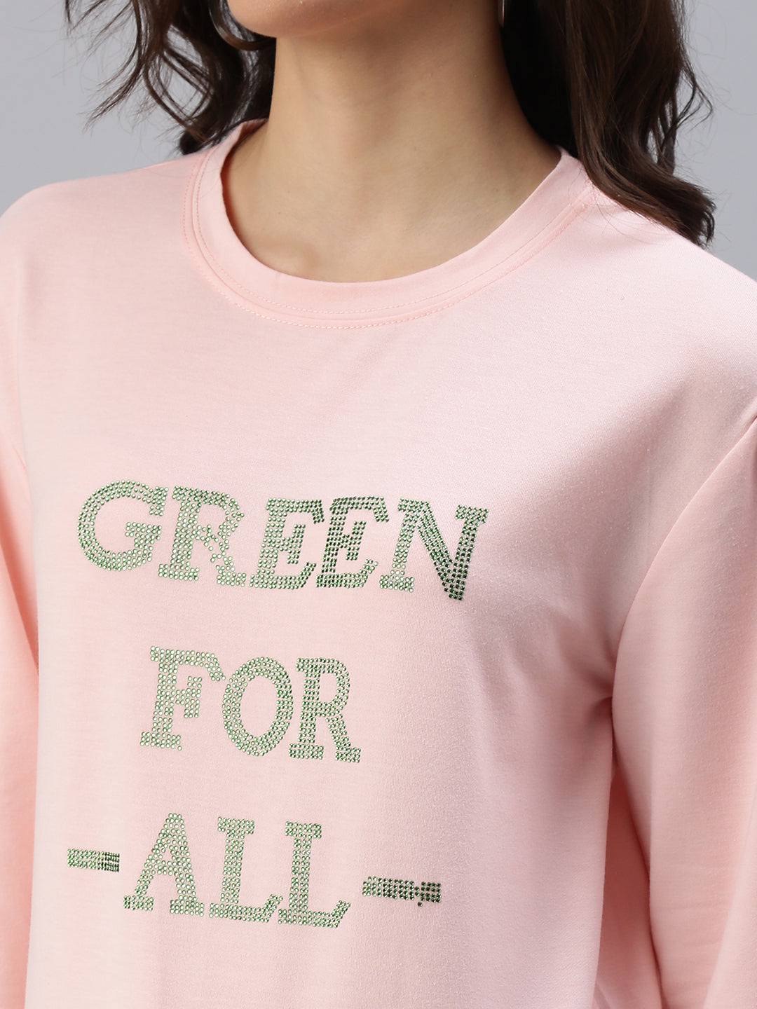 Women's Pink Solid SweatShirt