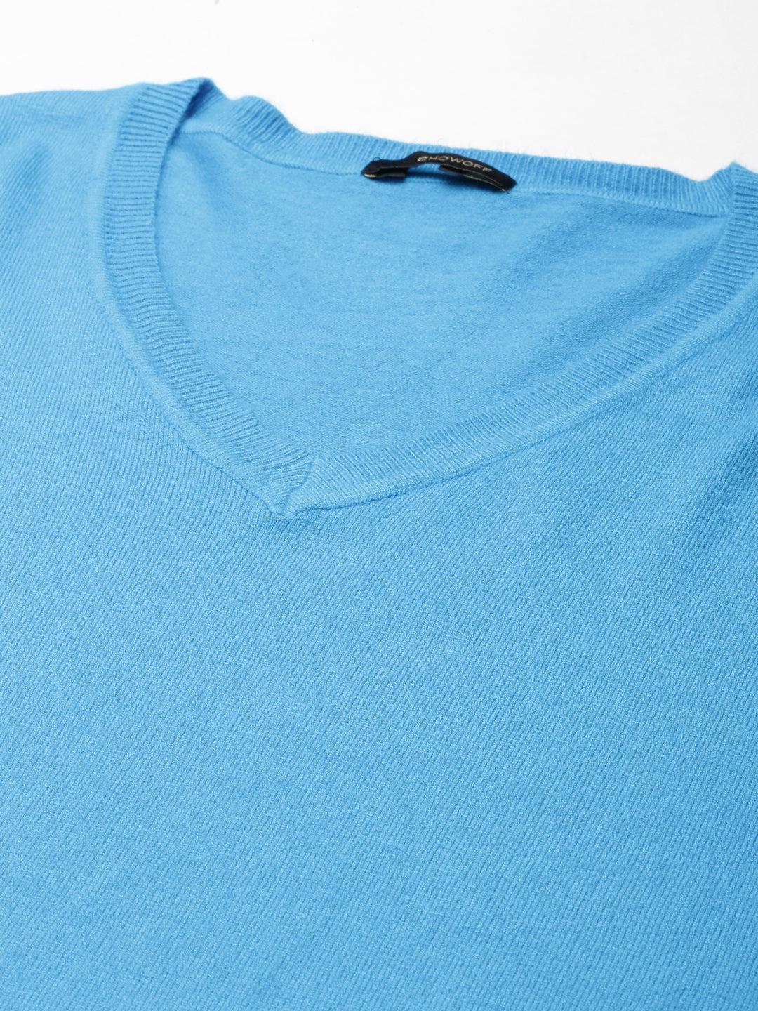 V-Neck Solid Blue Fitted Regular Top