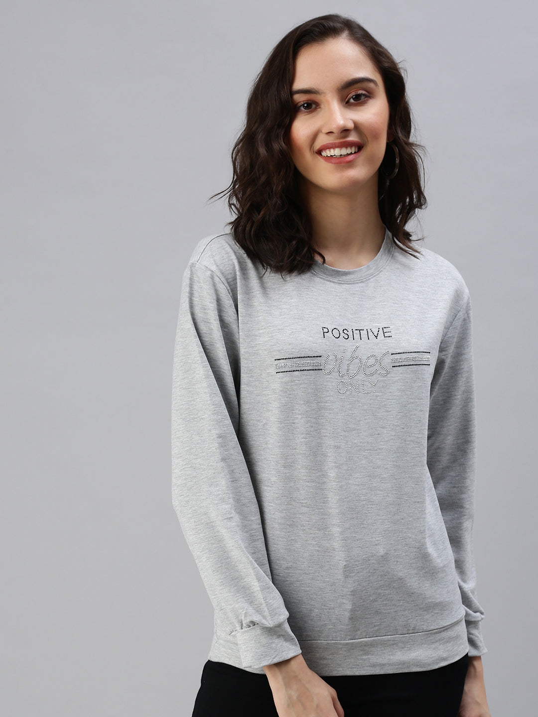 Women's Grey Solid SweatShirt