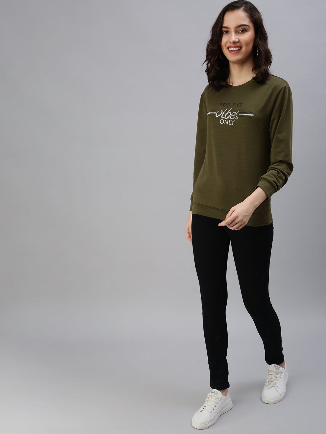 Women's Green Solid SweatShirt