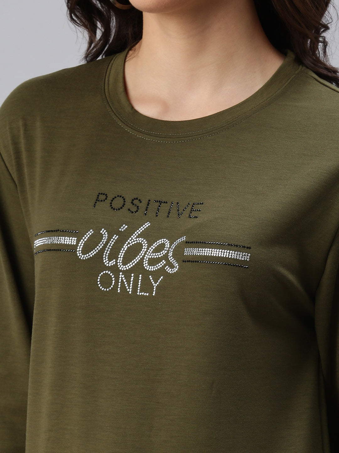 Women's Green Solid SweatShirt