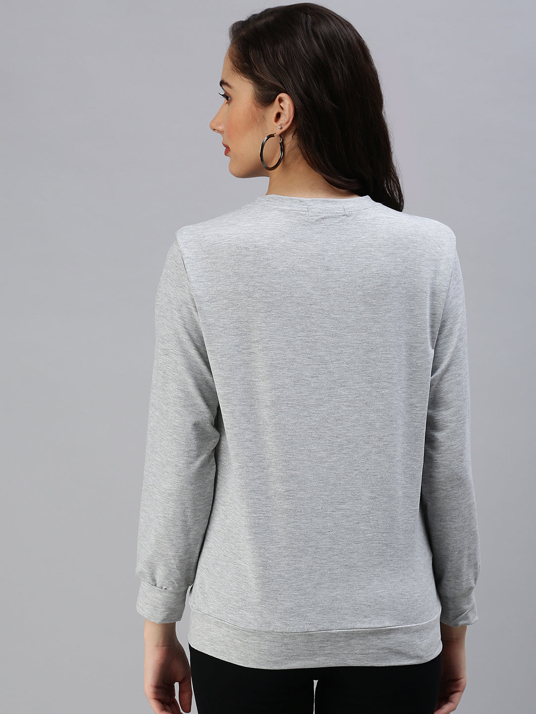 Women's Grey Solid SweatShirt