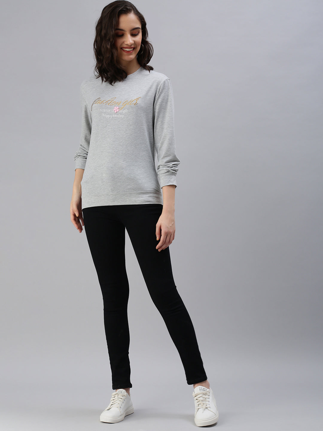 Women's Grey Solid SweatShirt