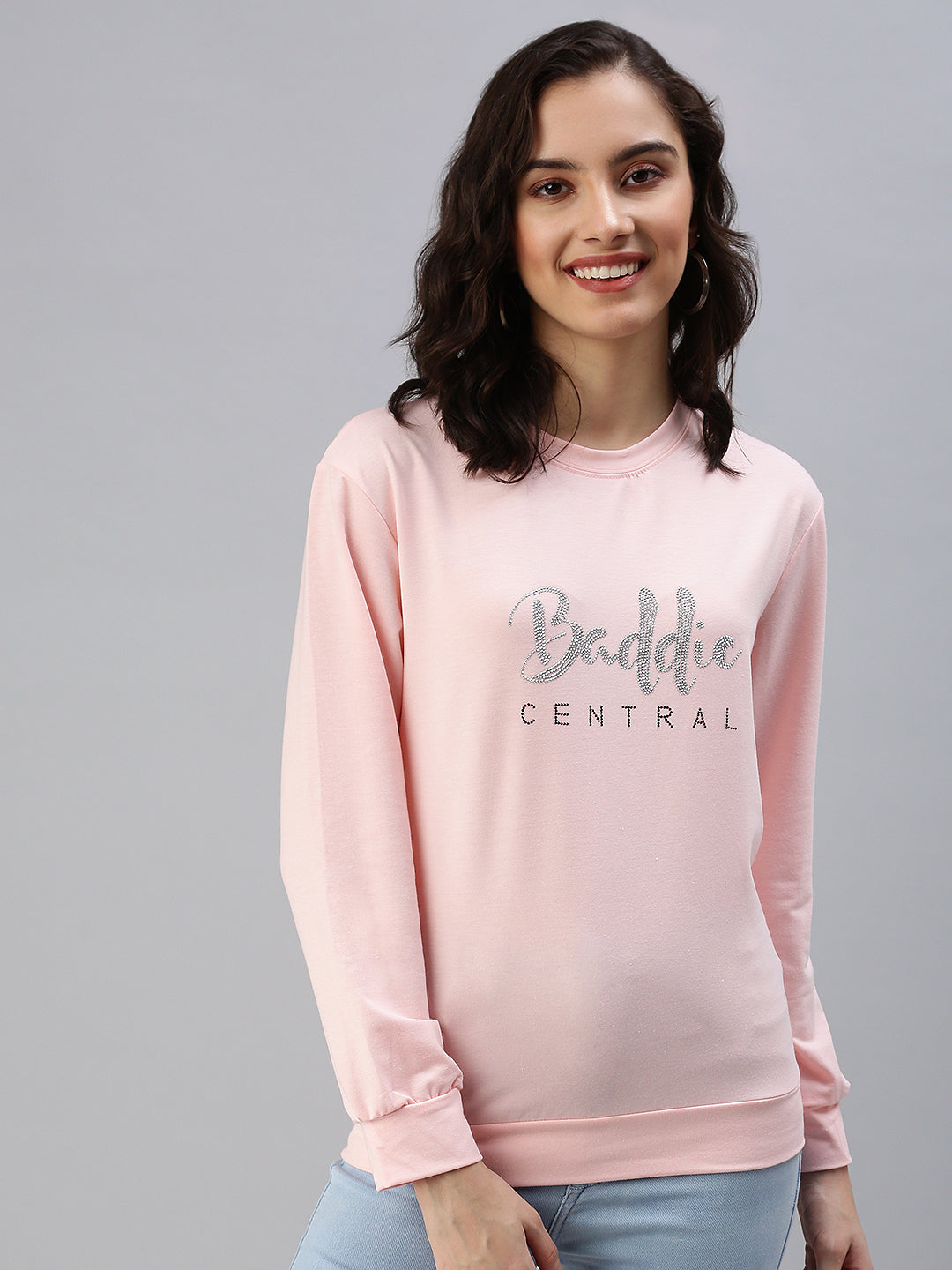 Women's Pink Printed Sweatshirt