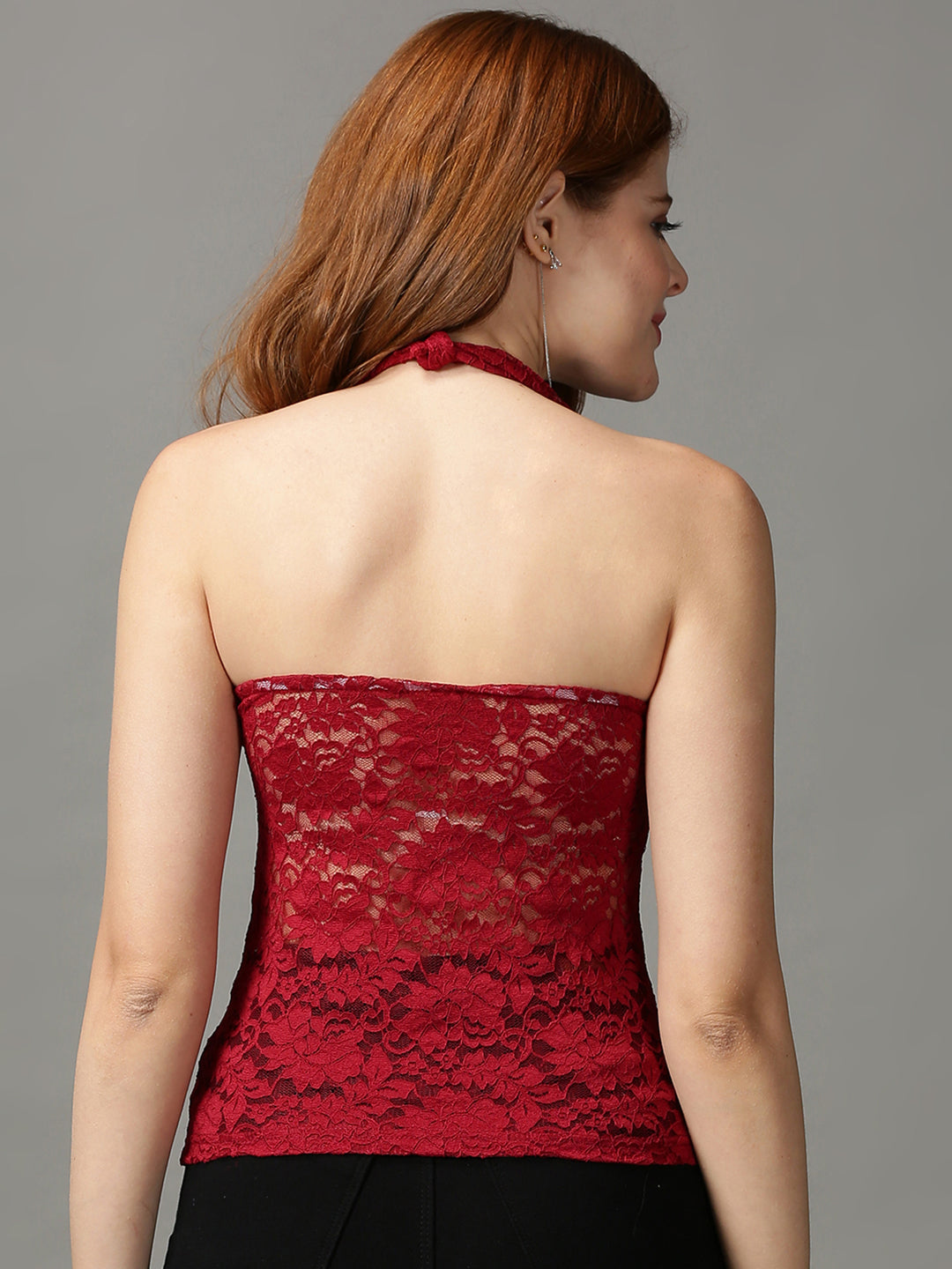 Women's Red Solid Top