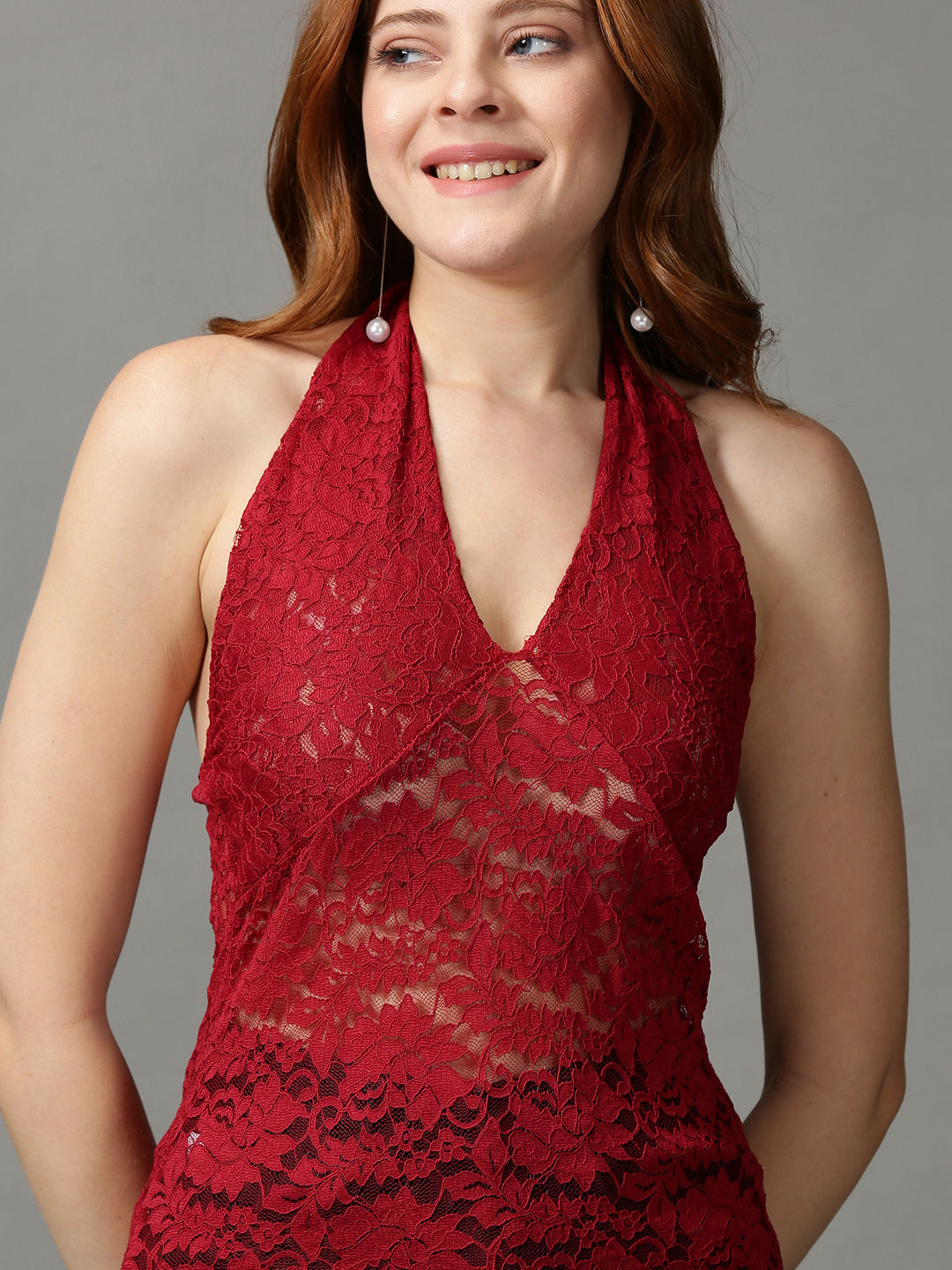 Women's Red Solid Top