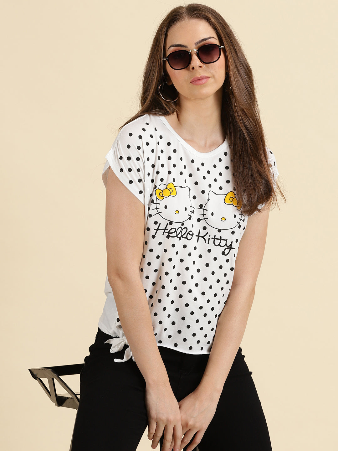 Women's White Printed Top