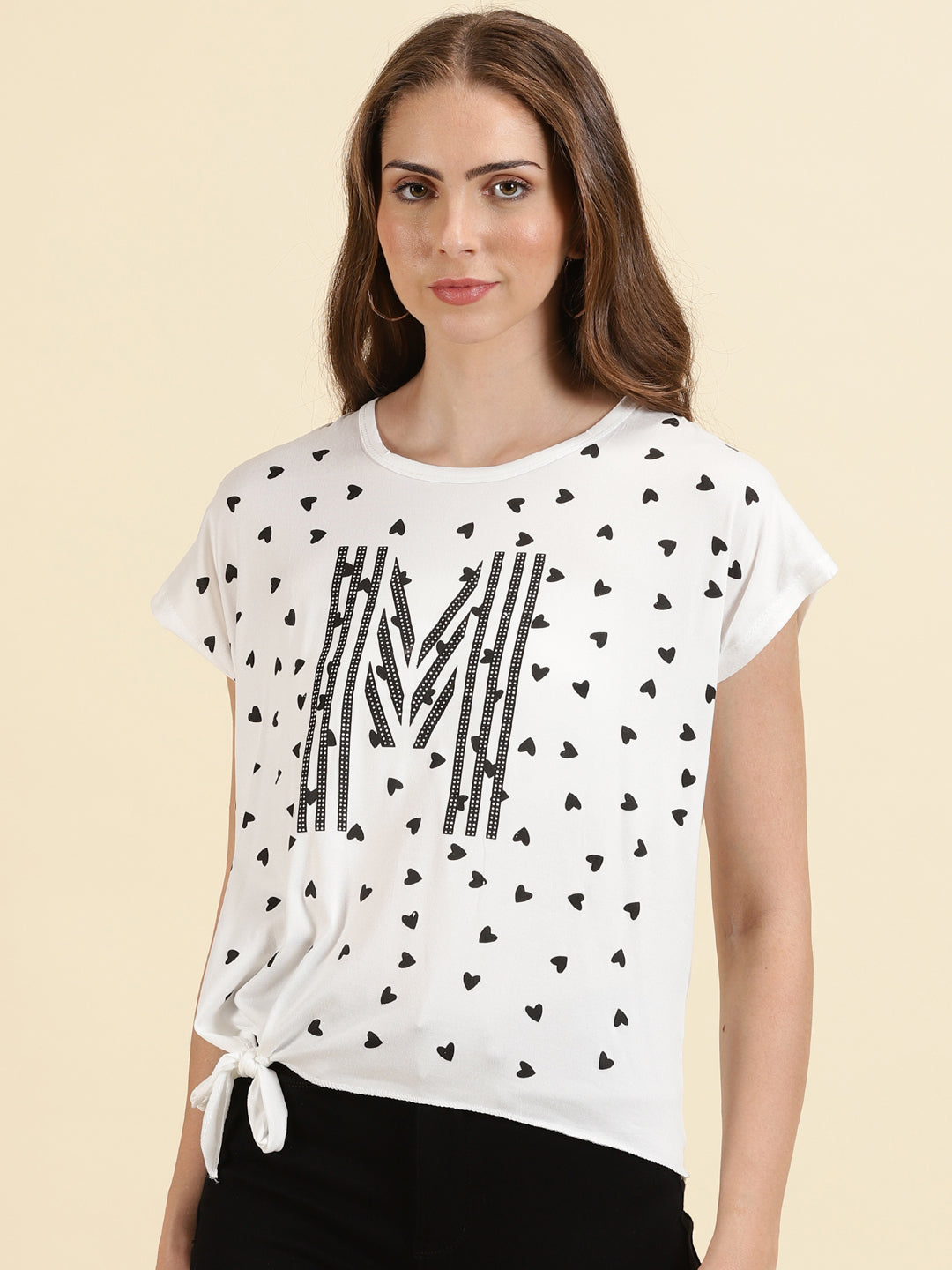 Women's White Printed Top