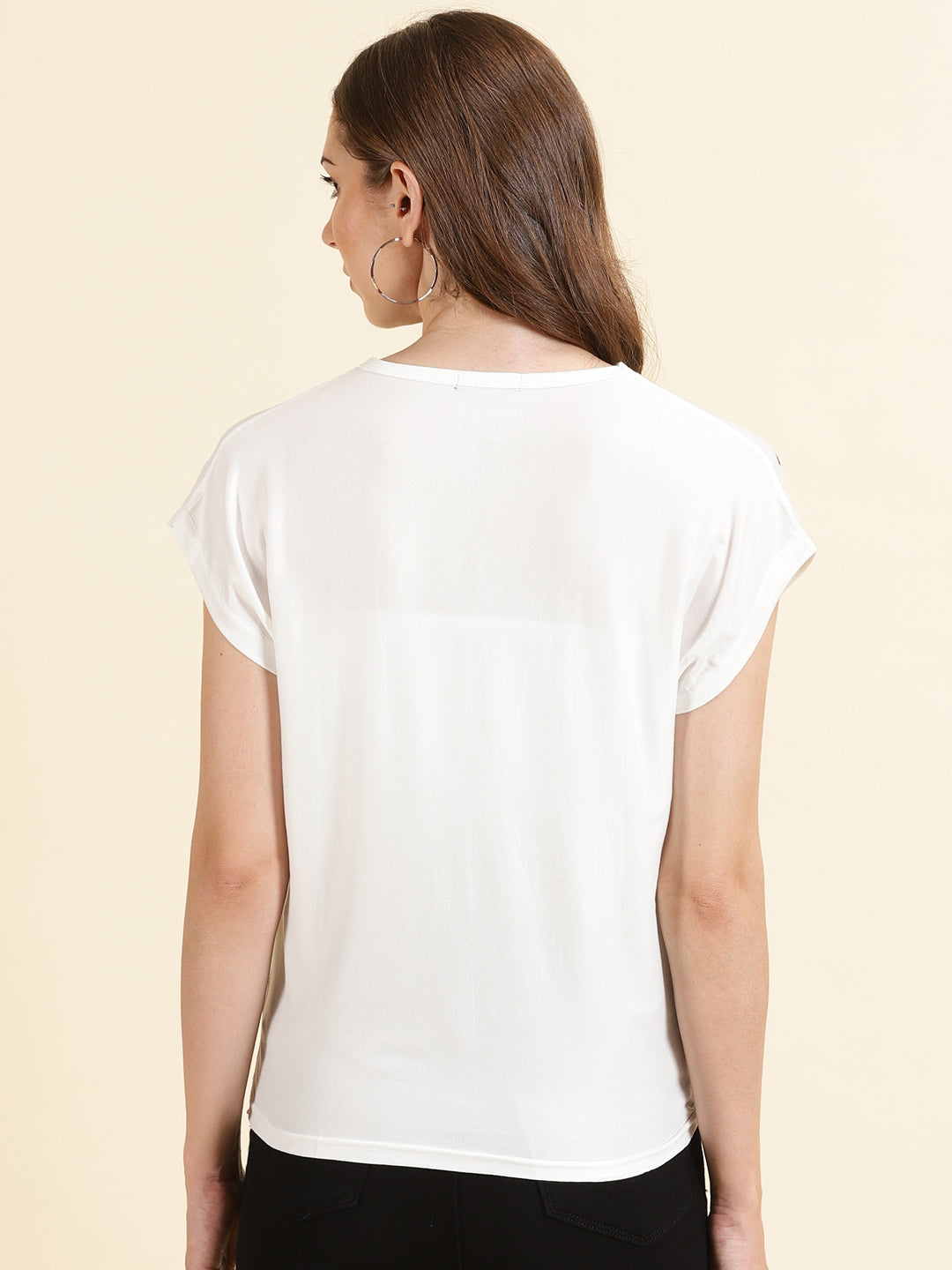 Women's White Printed Top