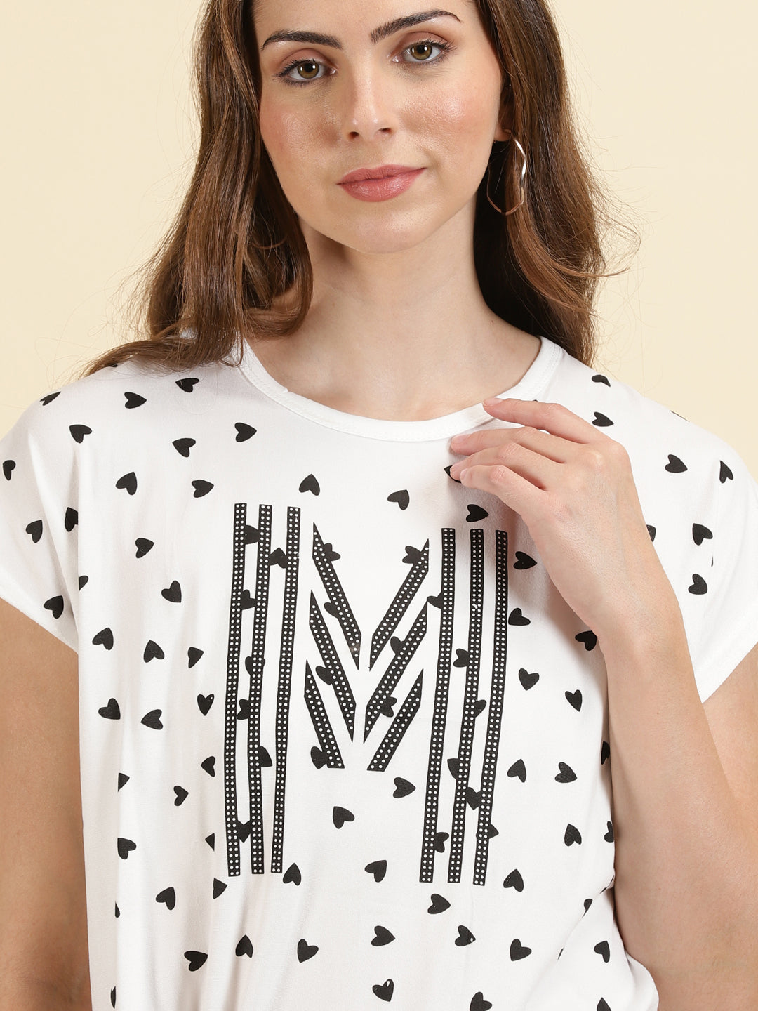 Women's White Printed Top