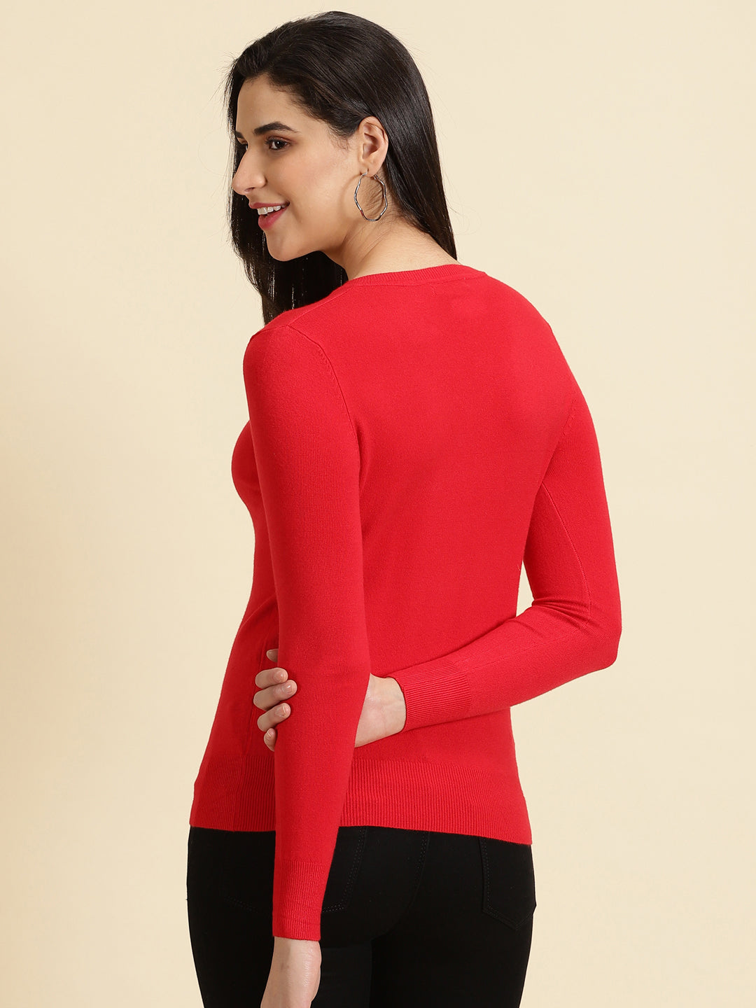 Women's Red Solid Top