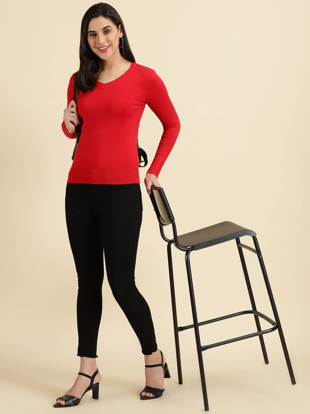 Women's Red Solid Top