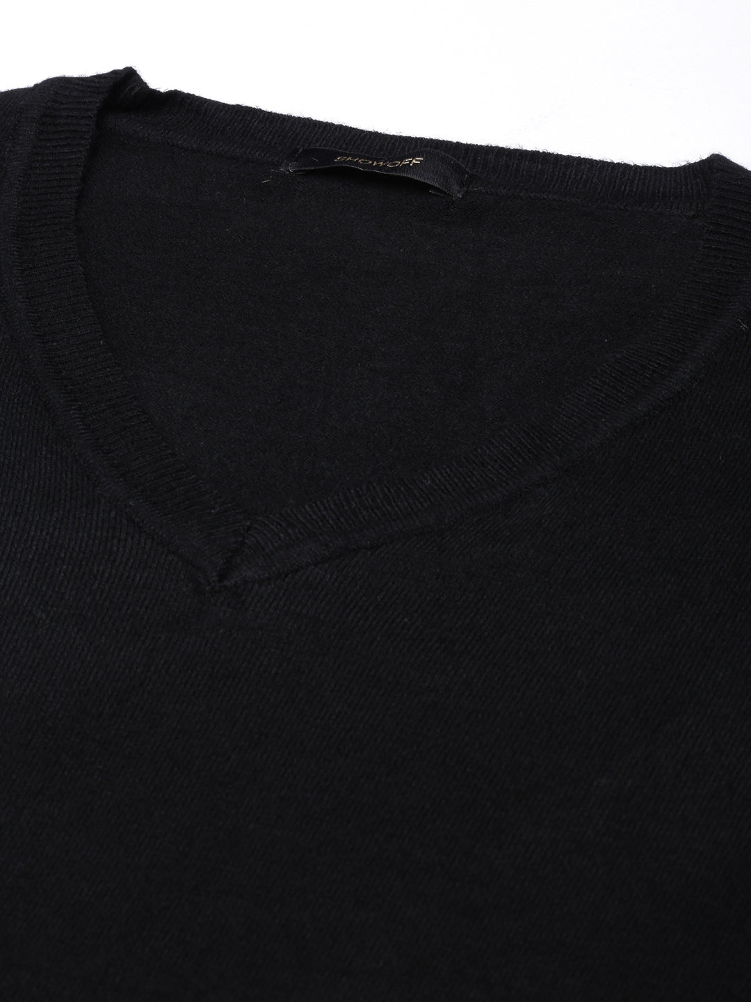 Women's Black Solid Fitted Top