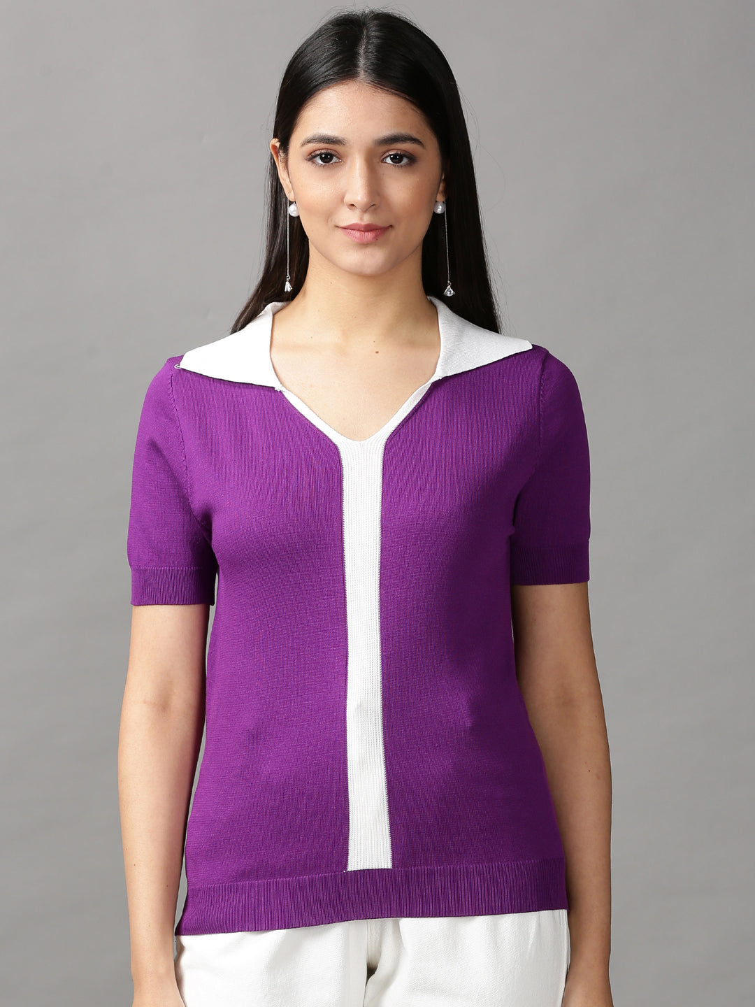 Women's Purple Solid Top