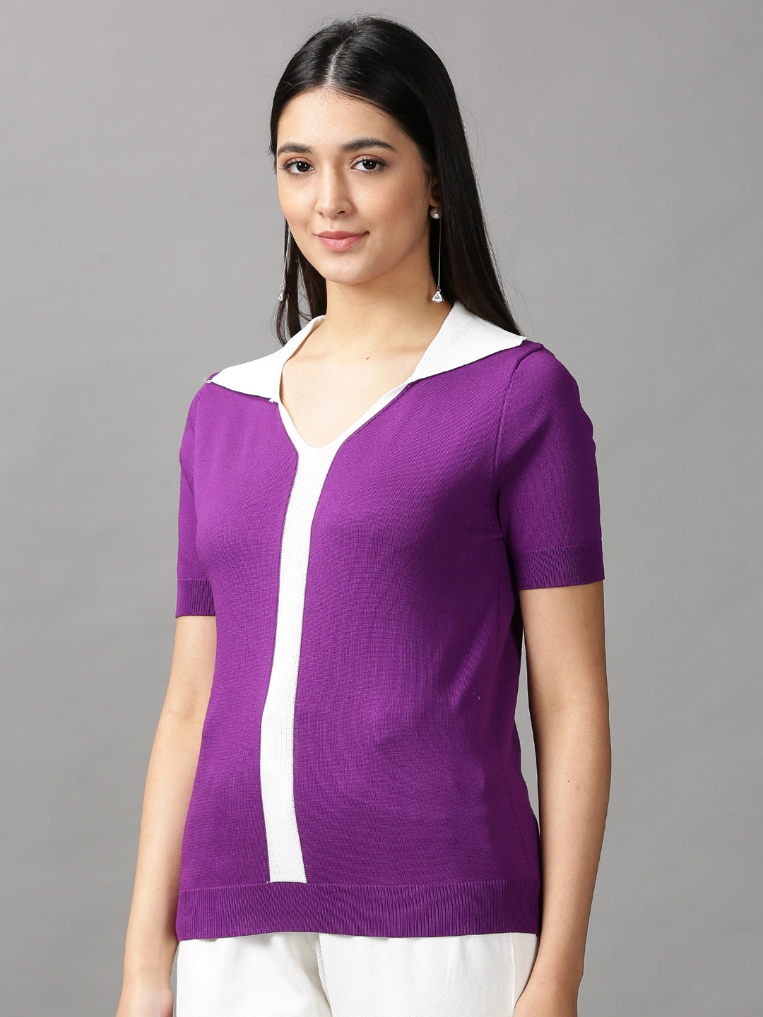 Women's Purple Solid Top