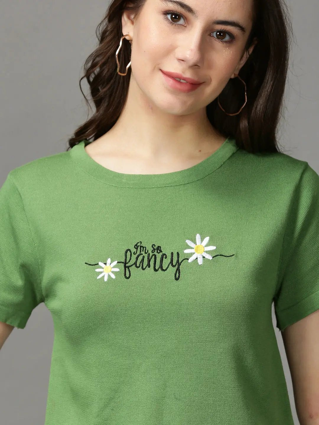 Women's Green Solid Crop Top