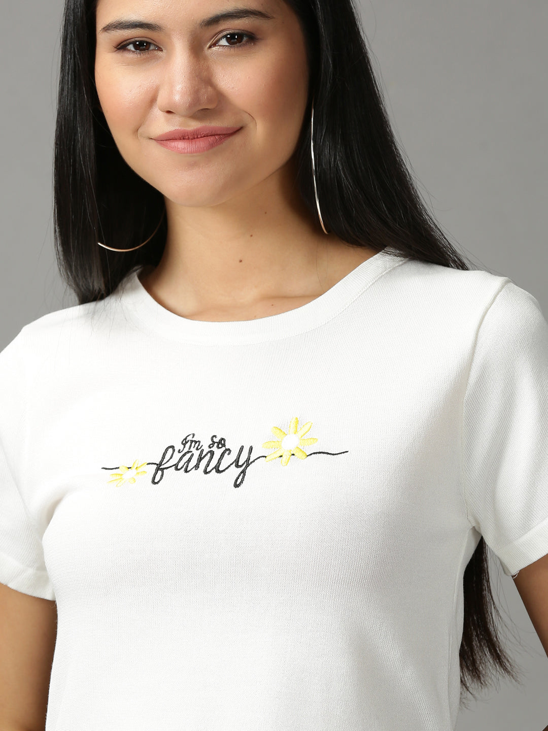 Women's White Solid Crop Top