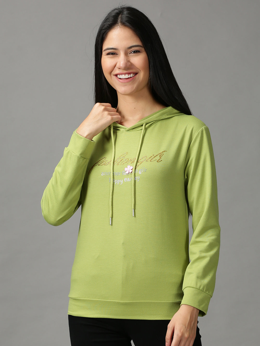 Women's Olive Solid Sweatshirt