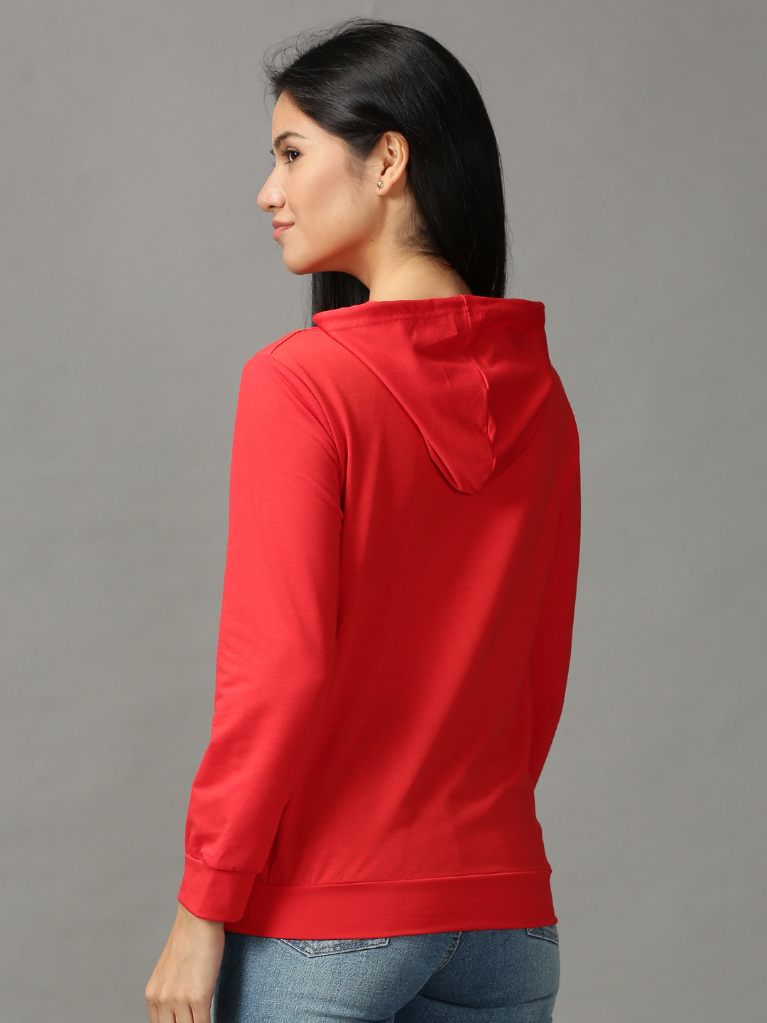 Women's Red Solid Sweatshirt