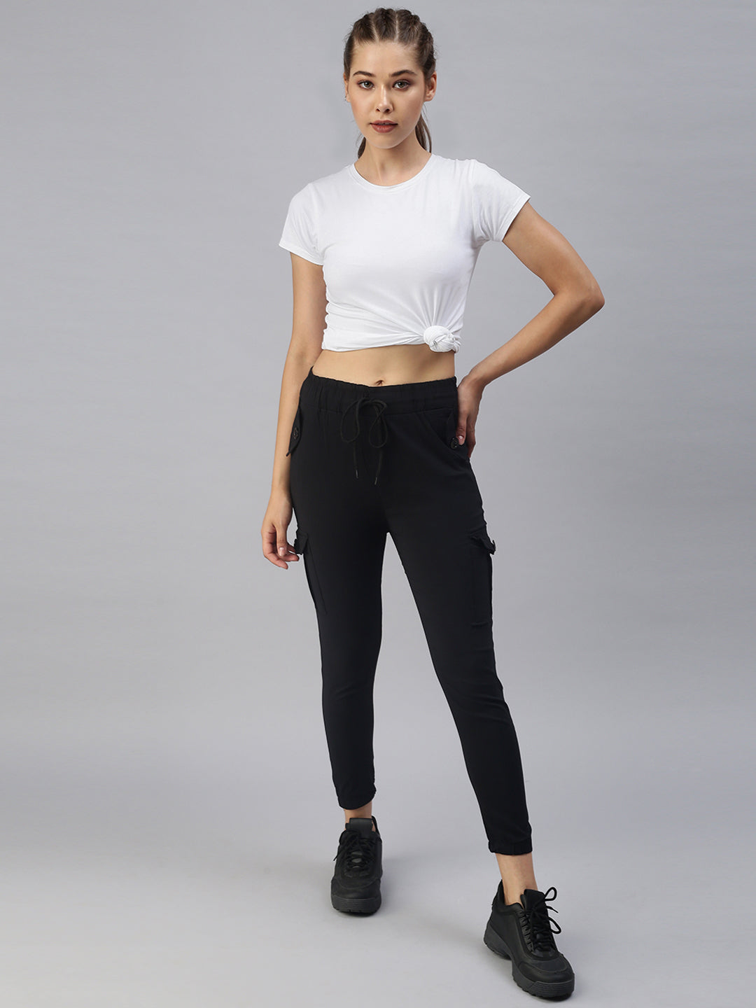 Women's Black Solid Joggers Track Pant