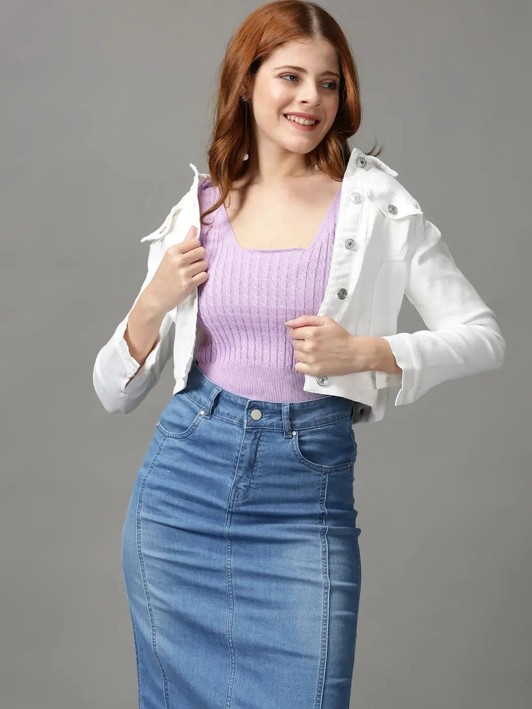 Women's Purple Solid Fitted Top